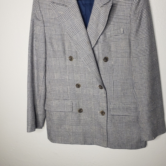 Lauren Ralph Lauren Houndstooth Wool Double Breasted Blazer - Picture 3 of 7